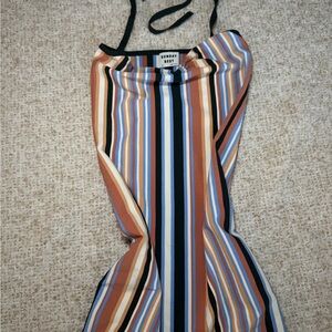 Sunday Best Striped Halter Dress in Blue, Rust & Black